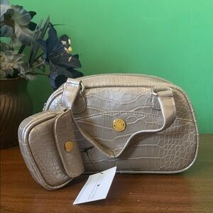 NWT Tommy Hilfiger Metallic Alligator Skin Boxed Carryall Satchel